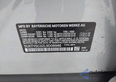 2020 BMW X3 xDrive30I from USA, damaged, VIN 5UXTY5C02L9D08948